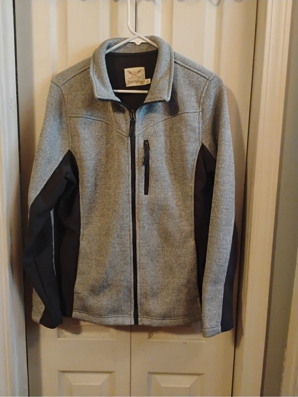 Faded Glory Gray Ribbed Knit Full Zip Active Jacket Size L